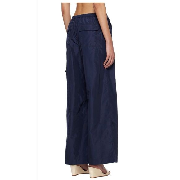STAUD Navy Blue Camila Trousers Lounge Pants Cargo Wide Leg Loose Pockets US 2 - Picture 3 of 13
